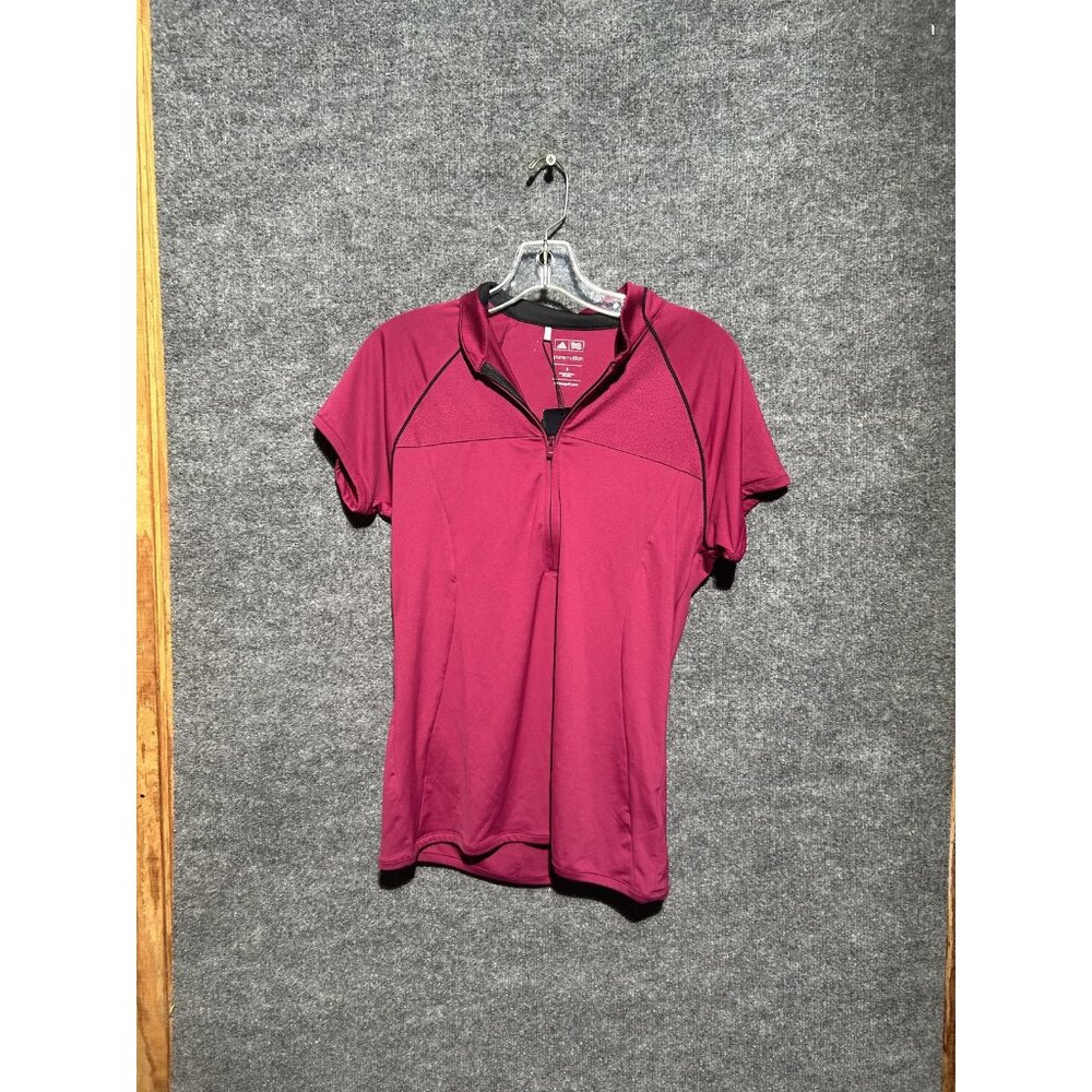 Adidas Golf Puremotion Polo Shirt Womens Small Pink 1/4 Zip Mock Neck Athletic